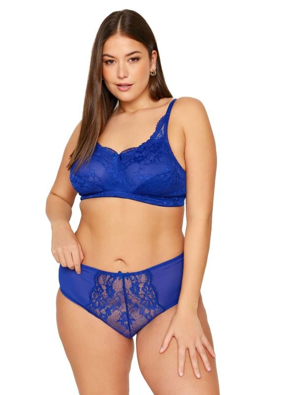 YOURS Plus Size Cobalt Blue Lace High Waisted Full Briefs | Yours Clothing 6